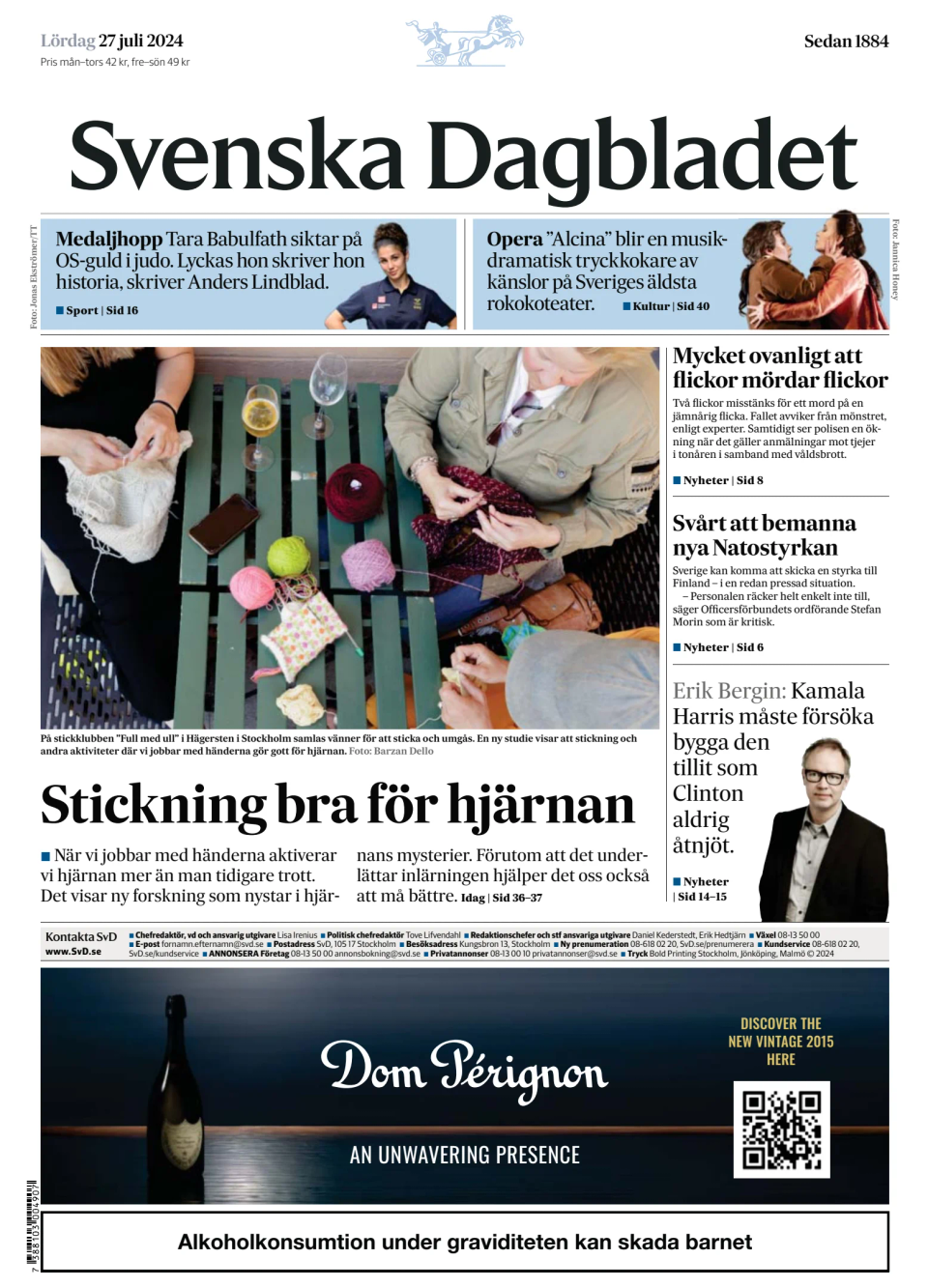Prima-pagina-Svenska Dagbladet-edizione-di-oggi-20240727